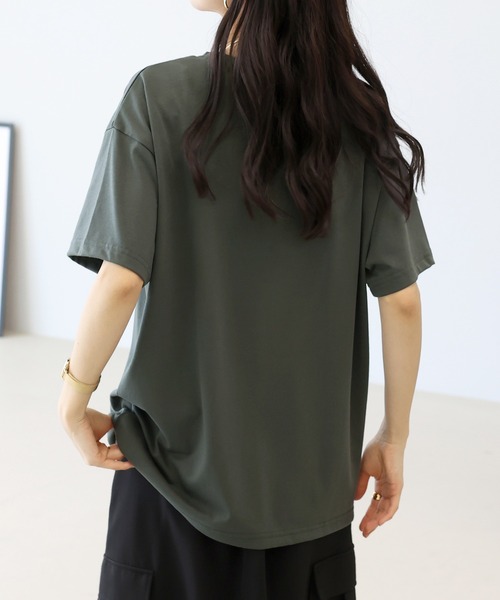 Aletta vita(アレッタビータ)の「T/C天竺レースロゴ刺繍半袖カットソー(Tシャツ/カットソー・レディース・チャコール/オフホワイト・FREE)」の4枚目の写真