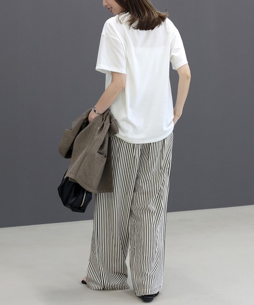 Aletta vita(アレッタビータ)の「T/C天竺レースロゴ刺繍半袖カットソー(Tシャツ/カットソー・レディース・チャコール/オフホワイト・FREE)」の20枚目の写真