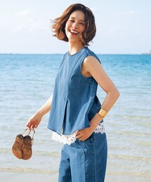 【野呂佳代さん着用】UNFILO DENIM light ノースリーブブラウス