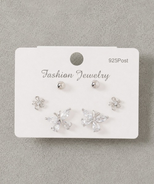 SPINNS(スピンズ)の「【6個セット】メタルピアス/モチーフ/925post/スター/バタフライフラワー/ムーンスター/リボンハート/キラ/スターン/ロゴハート(ピアス(両耳用)・レディース・A/B/C/D/E/F・ONESIZE)」の2枚目の写真