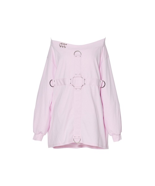 AVENCHUMU(アバンチュウム)の「Front cross long sleeve T-shirt(Tシャツ/カットソー・レディース・ピンク/ブラック/ホワイト・FREE)」の3枚目の写真