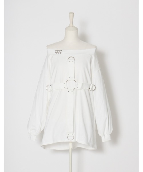 AVENCHUMU(アバンチュウム)の「Front cross long sleeve T-shirt(Tシャツ/カットソー・レディース・ピンク/ブラック/ホワイト・FREE)」の10枚目の写真