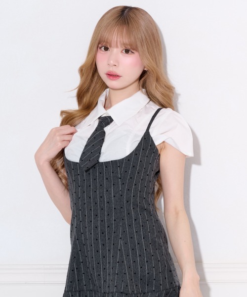 ANAYI ジョーゼットシャーリングブラウス ピンクベージュ 長袖 