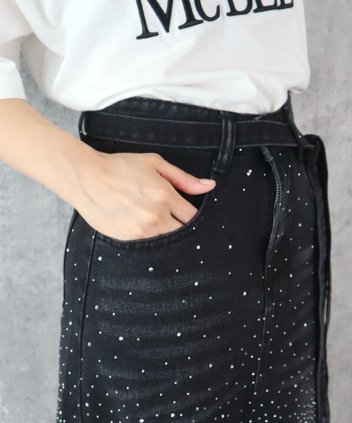 CECIL McBEE(セシルマクビー)の「ラインストーンデニムスカート(デニムスカート・レディース・ブラック/サックスブルー・61/64)」の8枚目の写真