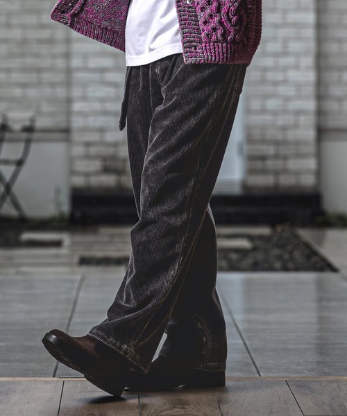 CAMBIO（カンビオ）の「mp15148- Chemical Wash Corduroy Belted Pants ワイドパンツ(MIU-262-010)（その他パンツ・メンズ・ネイビー系/ブラック系その他・L/M/S）」の4枚目の写真