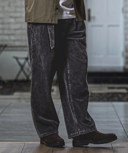 CAMBIO（カンビオ）の「mp15148- Chemical Wash Corduroy Belted Pants ワイドパンツ(MIU-262-010)（その他パンツ・メンズ・ネイビー系/ブラック系その他・L/M/S）」の5枚目の写真