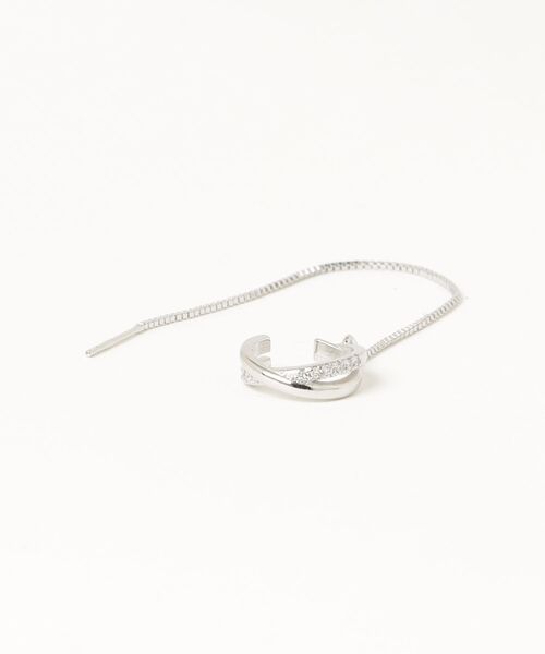 tunee（チュニー）の「シンプルイヤーカフドロップチェーンシングルピアス(MA/EK552)（ピアス（片耳用）・レディース・シルバー・FREE）」の3枚目の写真