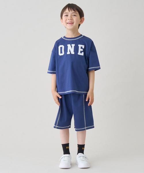 b・ROOM（ビールーム）の「【太陽から守る】【どちらが前でもOK】【遮熱天竺】配色ステッチTシャツ【子供服】【キッズ】【男の子】【女の子】（Tシャツ/カットソー・キッズ・ホワイト系/チャコール/ネイビー・130cm/110cm/140cm/120cm/100cm）」の3枚目の写真