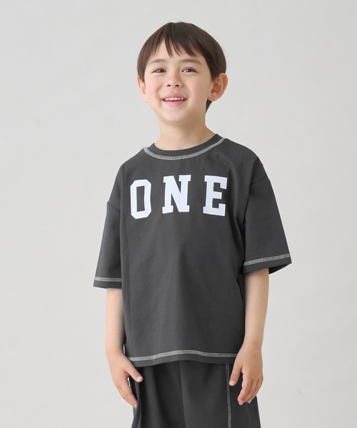 b・ROOM（ビールーム）の「【太陽から守る】【どちらが前でもOK】【遮熱天竺】配色ステッチTシャツ【子供服】【キッズ】【男の子】【女の子】（Tシャツ/カットソー・キッズ・ホワイト系/チャコール/ネイビー・130cm/110cm/140cm/120cm/100cm）」の8枚目の写真