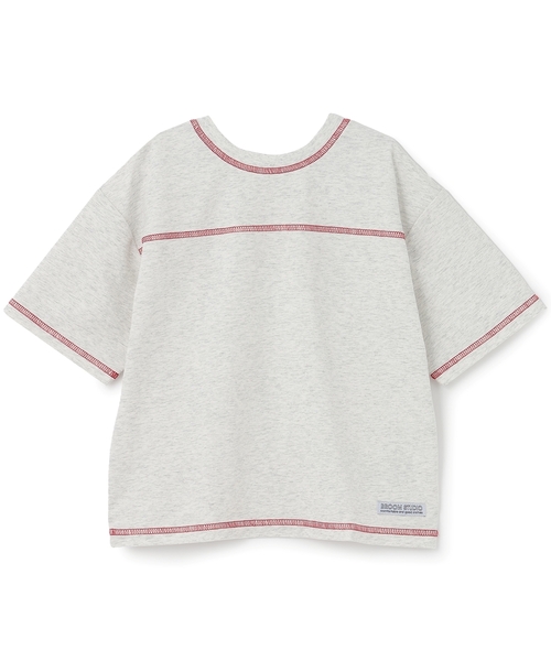b・ROOM（ビールーム）の「【太陽から守る】【どちらが前でもOK】【遮熱天竺】配色ステッチTシャツ【子供服】【キッズ】【男の子】【女の子】（Tシャツ/カットソー・キッズ・ホワイト系/チャコール/ネイビー・130cm/110cm/140cm/120cm/100cm）」の10枚目の写真