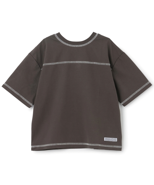 b・ROOM（ビールーム）の「【太陽から守る】【どちらが前でもOK】【遮熱天竺】配色ステッチTシャツ【子供服】【キッズ】【男の子】【女の子】（Tシャツ/カットソー・キッズ・ホワイト系/チャコール/ネイビー・130cm/110cm/140cm/120cm/100cm）」の11枚目の写真