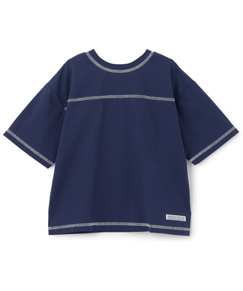 b・ROOM（ビールーム）の「【太陽から守る】【どちらが前でもOK】【遮熱天竺】配色ステッチTシャツ【子供服】【キッズ】【男の子】【女の子】（Tシャツ/カットソー・キッズ・ホワイト系/チャコール/ネイビー・130cm/110cm/140cm/120cm/100cm）」の12枚目の写真