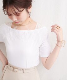 オフショル風レースプルオーバー