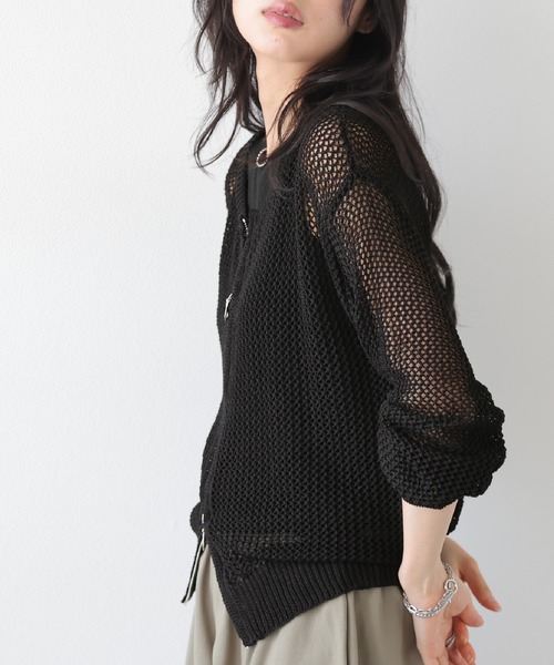 AMELY（エミリー）の「ダブルジップメッシュカーディガン（カーディガン/ボレロ・レディース・グレー/ベージュ/ブラック/ホワイト・フリー）」の8枚目の写真