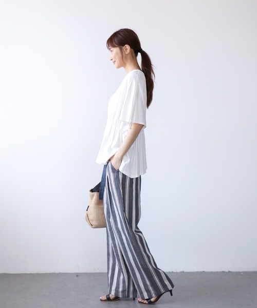 Jines（ジネス）の「前後2wayドロストトップス（Tシャツ/カットソー・レディース・ブラック/ホワイト/ブラウン・38）」の9枚目の写真