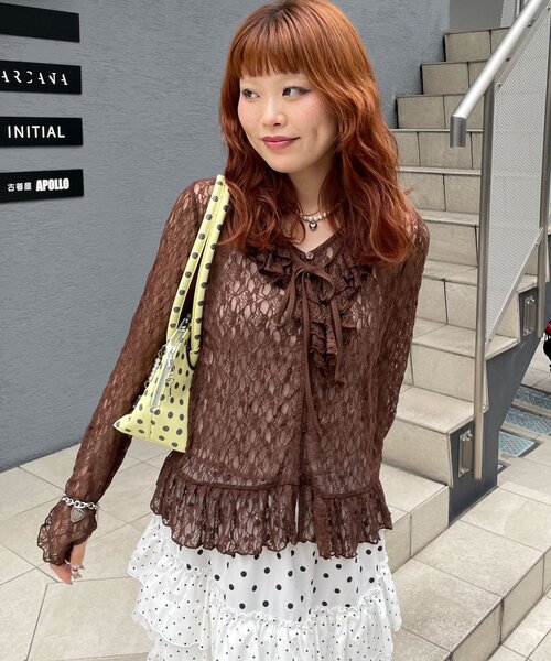 CIAOPANIC(チャオパニック)の「ラッフル付け襟SETレースブラウス(シャツ/ブラウス・レディース・ブラウン/ホワイト/ブラック/アイボリー・ONE SIZE)」の7枚目の写真