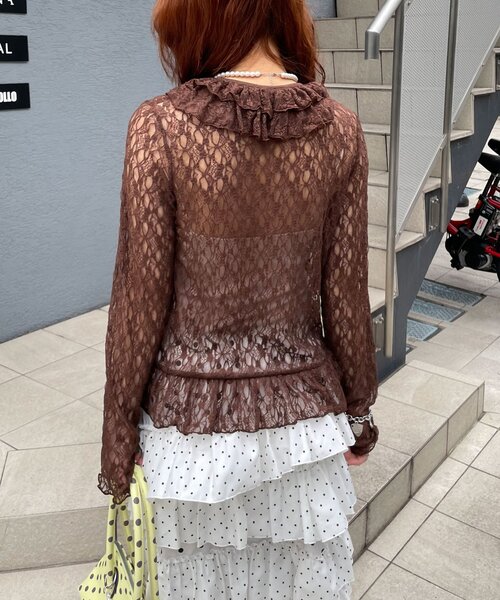 CIAOPANIC(チャオパニック)の「ラッフル付け襟SETレースブラウス(シャツ/ブラウス・レディース・ブラウン/ホワイト/ブラック/アイボリー・ONE SIZE)」の9枚目の写真