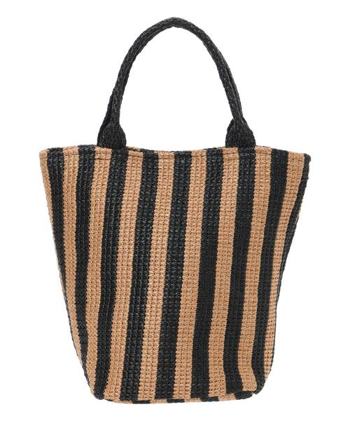 Te chichi（テチチ）の「ストライプシートトートバッグ(小)（ハンドバッグ・レディース・ブラウン/オフホワイト・F）」の8枚目の写真