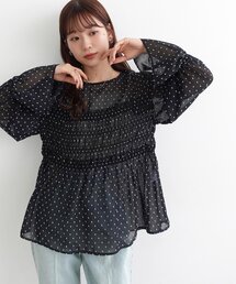 シアードット刺繍ブラウス