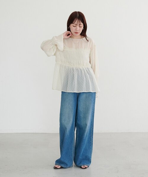DISCOAT(ディスコート)の「シアードット刺繍ブラウス(シャツ/ブラウス・レディース・アイボリー/ブラック・FREE)」の16枚目の写真