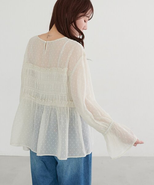 DISCOAT(ディスコート)の「シアードット刺繍ブラウス(シャツ/ブラウス・レディース・アイボリー/ブラック・FREE)」の21枚目の写真