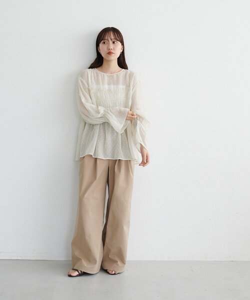 DISCOAT(ディスコート)の「シアードット刺繍ブラウス(シャツ/ブラウス・レディース・アイボリー/ブラック・FREE)」の22枚目の写真