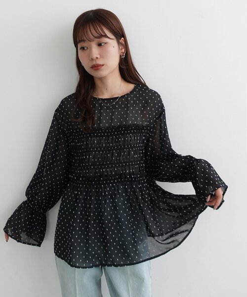 DISCOAT(ディスコート)の「シアードット刺繍ブラウス(シャツ/ブラウス・レディース・アイボリー/ブラック・FREE)」の11枚目の写真