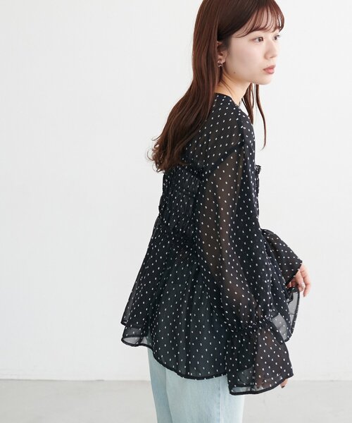 DISCOAT(ディスコート)の「シアードット刺繍ブラウス(シャツ/ブラウス・レディース・アイボリー/ブラック・FREE)」の12枚目の写真