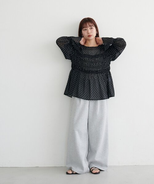 DISCOAT(ディスコート)の「シアードット刺繍ブラウス(シャツ/ブラウス・レディース・アイボリー/ブラック・FREE)」の13枚目の写真