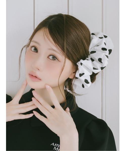 AmeliaMoi（アメリアモワ）の「2wayリボンフリルブラウス（シュシュ付き）（シャツ/ブラウス・レディース・ブラック/ホワイト/ドット・FREE）」の15枚目の写真