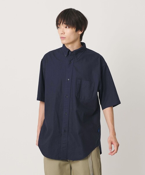 NICE WEATHER(ナイスウェザー)の「<NICE WEATHER>ボタンダウン ショートスリーブシャツ(シャツ/ブラウス・メンズ・ネイビー/ライトブルー・M/L/S)」の1枚目の写真