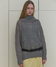 SHEER CABLE OVER KNIT_CHARCOAL