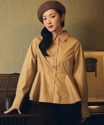 【AW collection 第1弾! 仕立ての美しさに、心ときめく一枚 】メタルカフスペプラムシャツ