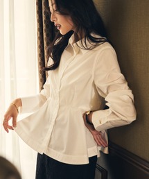 【AW collection 第1弾! 仕立ての美しさに、心ときめく一枚 】メタルカフスペプラムシャツ