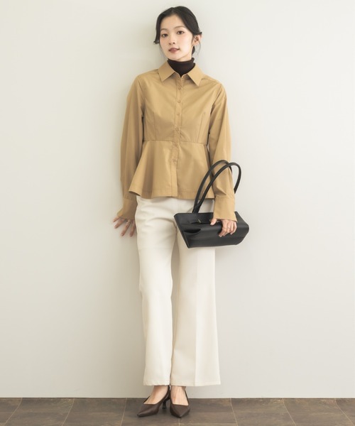 NEUNA(ヌナ)の「【AW collection 第1弾! 仕立ての美しさに、心ときめく一枚 】メタルカフスペプラムシャツ(シャツ/ブラウス・レディース・ブラック/ベージュ/オフホワイト・FREE)」の20枚目の写真
