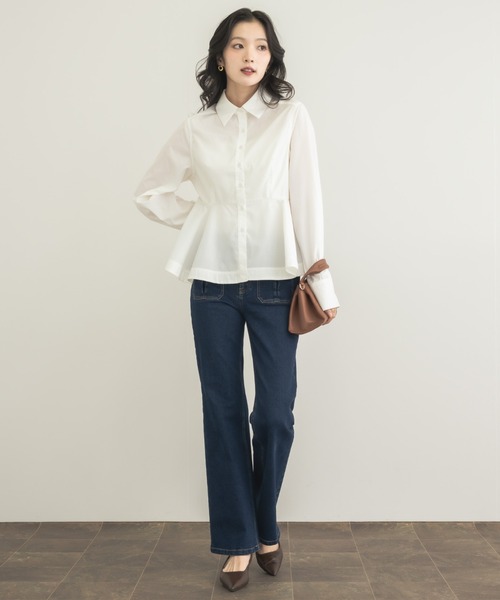 NEUNA(ヌナ)の「【AW collection 第1弾! 仕立ての美しさに、心ときめく一枚 】メタルカフスペプラムシャツ(シャツ/ブラウス・レディース・ブラック/ベージュ/オフホワイト・FREE)」の10枚目の写真