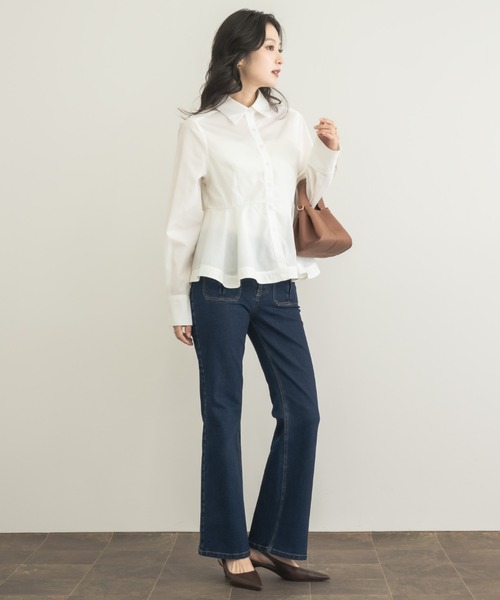 NEUNA(ヌナ)の「【AW collection 第1弾! 仕立ての美しさに、心ときめく一枚 】メタルカフスペプラムシャツ(シャツ/ブラウス・レディース・ブラック/ベージュ/オフホワイト・FREE)」の9枚目の写真