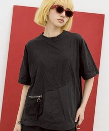 異素材ドローコードZIPポケットTシャツ