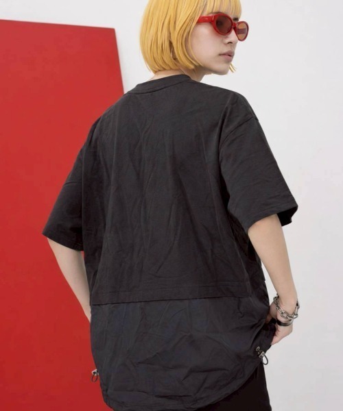 KAMINARI_TOKIO(カミナリトキオ)の「異素材ドローコードZIPポケットTシャツ(Tシャツ/カットソー・レディース・チャコールグレー/ブラック・FREE)」の14枚目の写真