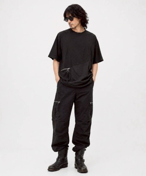 KAMINARI_TOKIO(カミナリトキオ)の「異素材ドローコードZIPポケットTシャツ(Tシャツ/カットソー・レディース・チャコールグレー/ブラック・FREE)」の19枚目の写真