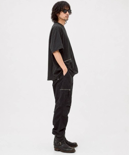 KAMINARI_TOKIO(カミナリトキオ)の「異素材ドローコードZIPポケットTシャツ(Tシャツ/カットソー・レディース・チャコールグレー/ブラック・FREE)」の20枚目の写真