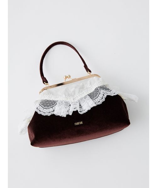 FURFUR(ファーファー)の「【WEB限定カラー】レーストリムがま口バッグ(ハンドバッグ・レディース・チャコールグレー/ピンク/ブラウン/ブラック・F)」の10枚目の写真
