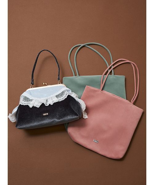 FURFUR(ファーファー)の「【WEB限定カラー】レーストリムがま口バッグ(ハンドバッグ・レディース・チャコールグレー/ピンク/ブラウン/ブラック・F)」の12枚目の写真