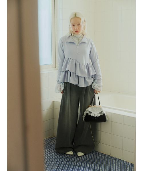 FURFUR(ファーファー)の「【WEB限定カラー】レーストリムがま口バッグ(ハンドバッグ・レディース・チャコールグレー/ピンク/ブラウン/ブラック・F)」の16枚目の写真