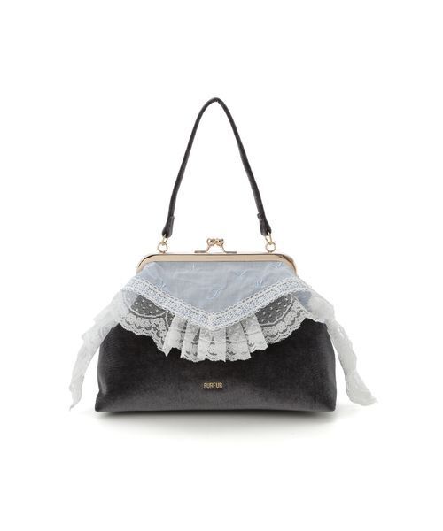 FURFUR(ファーファー)の「【WEB限定カラー】レーストリムがま口バッグ(ハンドバッグ・レディース・チャコールグレー/ピンク/ブラウン/ブラック・F)」の17枚目の写真