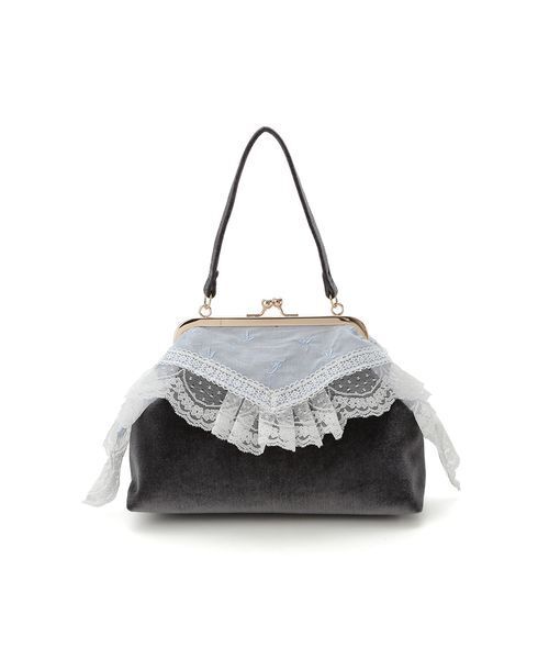 FURFUR(ファーファー)の「【WEB限定カラー】レーストリムがま口バッグ(ハンドバッグ・レディース・チャコールグレー/ピンク/ブラウン/ブラック・F)」の18枚目の写真