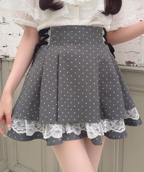 couture BY ROJITA(クチュールバイロジータ)の「レースアップ2段ティアードスカパン(スカート・レディース・マルチ/グレー/その他・FREE)」の2枚目の写真