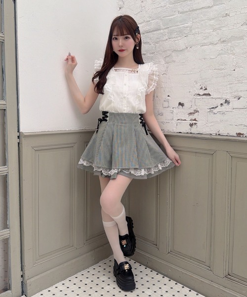couture BY ROJITA(クチュールバイロジータ)の「レースアップ2段ティアードスカパン(スカート・レディース・マルチ/グレー/その他・FREE)」の9枚目の写真