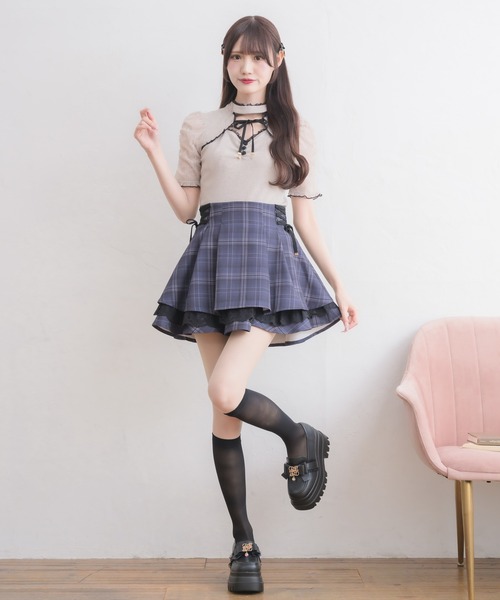 couture BY ROJITA(クチュールバイロジータ)の「レースアップ2段ティアードスカパン(スカート・レディース・マルチ/グレー/その他・FREE)」の16枚目の写真