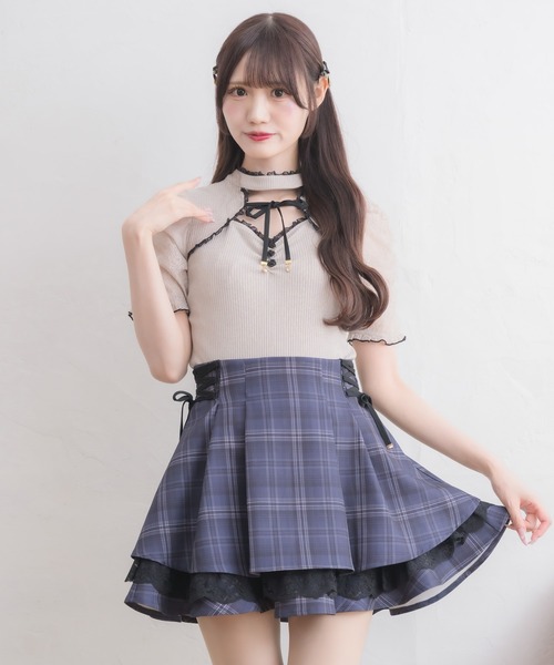 couture BY ROJITA(クチュールバイロジータ)の「レースアップ2段ティアードスカパン(スカート・レディース・マルチ/グレー/その他・FREE)」の7枚目の写真